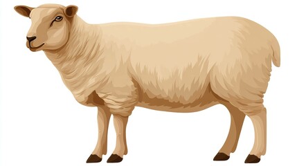 Isolated sheep illustration on white background for design and commercial use