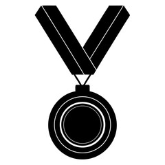 Award medal icon black silhouette vector with clear background