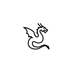 Dragon Minimalist Line Art: Mythical Creature Icon