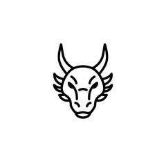 Minimalist Dragon Head Icon: Line Art Illustration