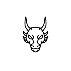 Dragon Head Line Art: Mythical Creature Icon