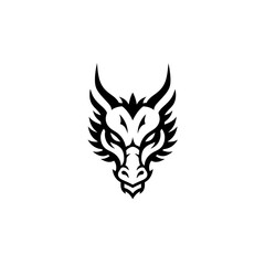 Dragon Head Silhouette: Mythical Creature Emblem
