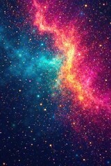 Obraz premium A vibrant cosmic swirl of nebulae in shades of pink, teal, and gold, showcasing a breathtaking celestial tapestry of stars and interstellar dust