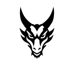 Dragon Head Silhouette: Mythical Creature Emblem