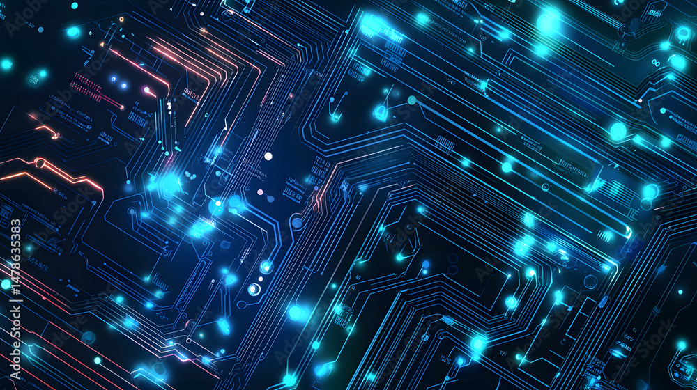 Poster exploring technology trends digital realm visual artwork circuit board environment abstract viewpoin