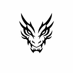 Dragon Head Silhouette: Mythical Creature Emblem