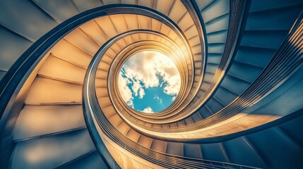 Fototapeta premium Captivating Illustration of an Infinite Spiral Staircase