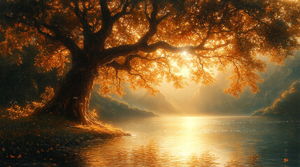 the warm, lyrical twilight of the lake