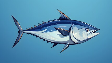 Naklejka premium Colorful Cartoon Vector Background of Tropical Tuna Fish Animal for Design Projects