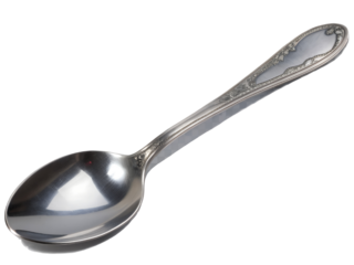 Close-up of a Silver Spoon Isolated on transparent background cutout, PNG file, Cutout file