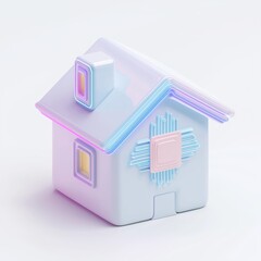 Futuristic Smart Home Icon on White Background