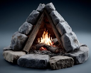 Campfire, Rocks, Triangle, Fire