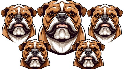 Obraz premium Professional Bulldog Mascot Head Illustration Cartoon Vector for Marketing Materials