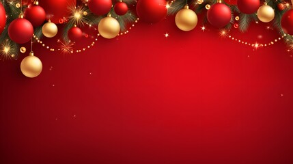 Elegant Christmas Border with Fir Branches and Festive Decorations for Holiday Designs