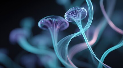 Ethereal Visualization of 7 Bioluminescent-Like Tendrils Creating a Dreamlike Atmosphere for Immersive Experiences and Digital Art