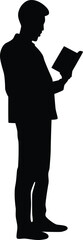 Man stand reading book silhouette illustration