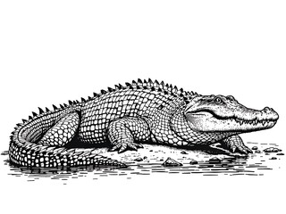 Naklejka premium Alligator Illustration in Black and White