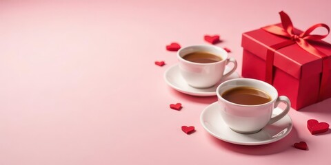 Romantic Couple's Tea Time with a Festive Gift