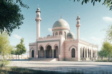 Peaceful Mosque in Early Morning Light