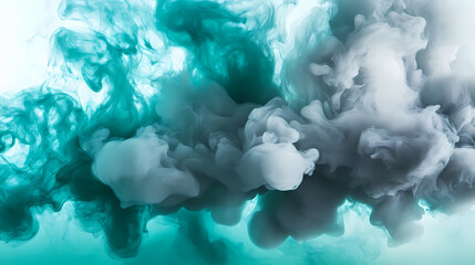 Abstract smoke art: teal and gray vapor clouds in a green haze. [Silicon Wilderness] | Hologrove Mist | light vapor. Illustration