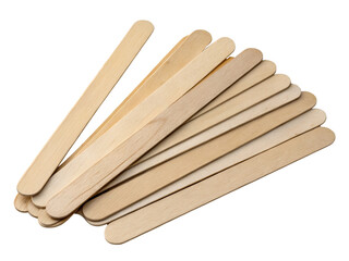 Pile of Unfinished Wood Craft Sticks Isolated on transparent background cutout, PNG file, Cutout file