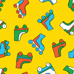 Vector Roller Skate Pattern Repeat Seamless for Wallpaper Background Cover Packaging