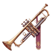 Obraz premium Ornate Gold Trumpet with Burgundy Sash