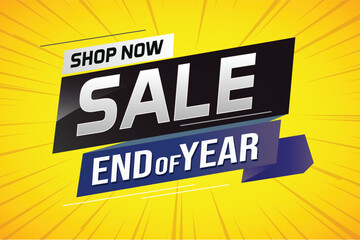 End of year Sale word concept vector illustration with lines and 3d style, landing page, template, ui, web, mobile app, poster, banner, flyer, background, gift card, coupon, label, wallpaper 