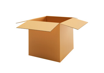 Open empty brown cardboard box, transparent background