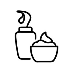 Obraz premium Hair Cream and Lotion Bottle Line Icon , Vector Illustration for Beauty and Spa Product Packaging Design