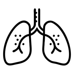 Lungs Line Icon , Minimalist Black Outline of Human Respiratory System