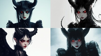Dark, demonic female figures in various poses