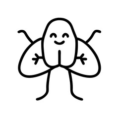  Happy Cartoon Human Lungs with Face and Limbs , Medical Anatomy Vector Illustration