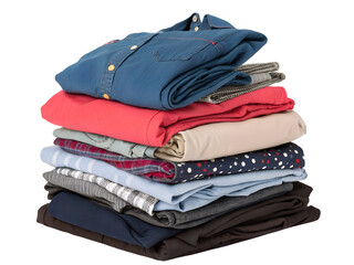 Stack of Folded Clothing Isolated on transparent background cutout, PNG file, Cutout file