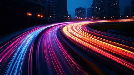 Fototapeta premium City highway at night with light trails