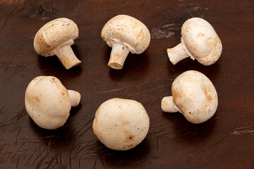 Fresh Mushrooms on a Rustic Wooden Table