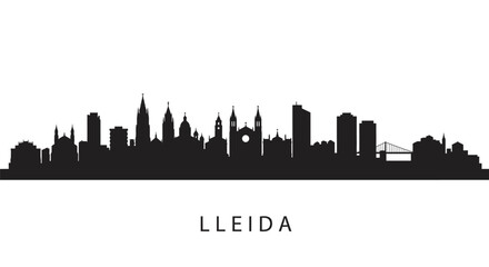Naklejka premium Lleida Spain Skyline Silhouette.