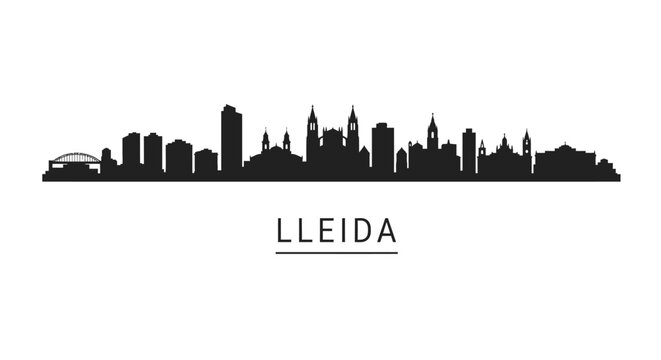 Lleida Skyline Spain Cityscape Vector.