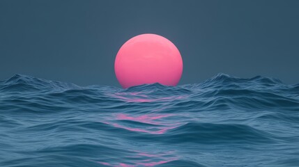 Sunrise on the Sea: The sun, a sphere of vibrant rose, kisses the ocean waves as dawn unfolds, painting the seascape with a sense of serenity.
