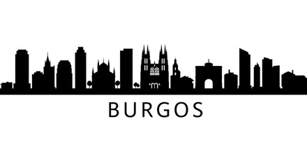 Naklejka premium Burgos Skyline Spain Cityscape Silhouette.