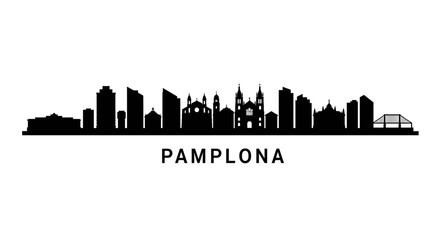 Obraz premium Pamplona Skyline with Spain Cityscape Silhouette.
