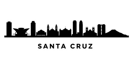 Naklejka premium Santa Cruz Skyline Cityscape Vector USA.