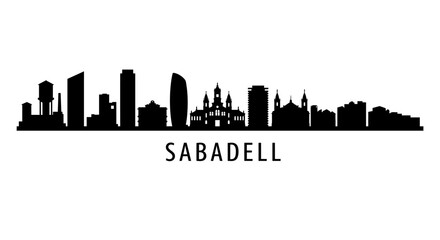 Naklejka premium Sabadell Skyline Silhouette with Black and White.