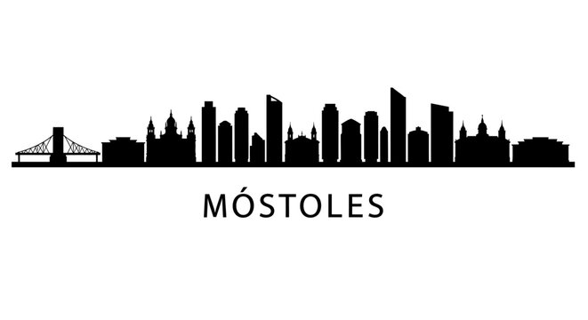 Mostoles City Skyline Madrid with Spain Vector.
