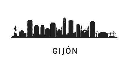 Gijon Skyline Spain cityscape Silhouette.