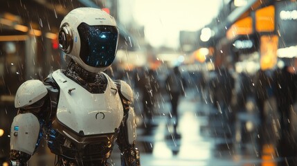 robot walking on the street
