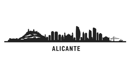 Naklejka premium Alicante Spain Skyline Silhouette Black.