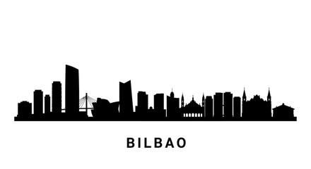 Naklejka premium Bilbao Skyline Silhouette Spain Cityscape.
