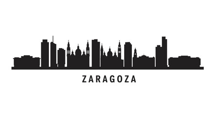 Naklejka premium Zaragoza Skyline Silhouette Vector with Spain City.