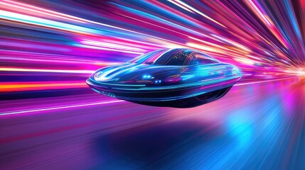 Obraz premium A red sport vehicle shows fast motion blur on the road, a vector illustration of speed and transportation